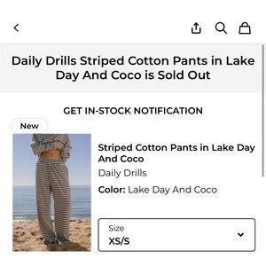 STRIPED COTTON PANTS
Daily Drills X Revolve
Color: Lake Day And Coco
Size: XS/S